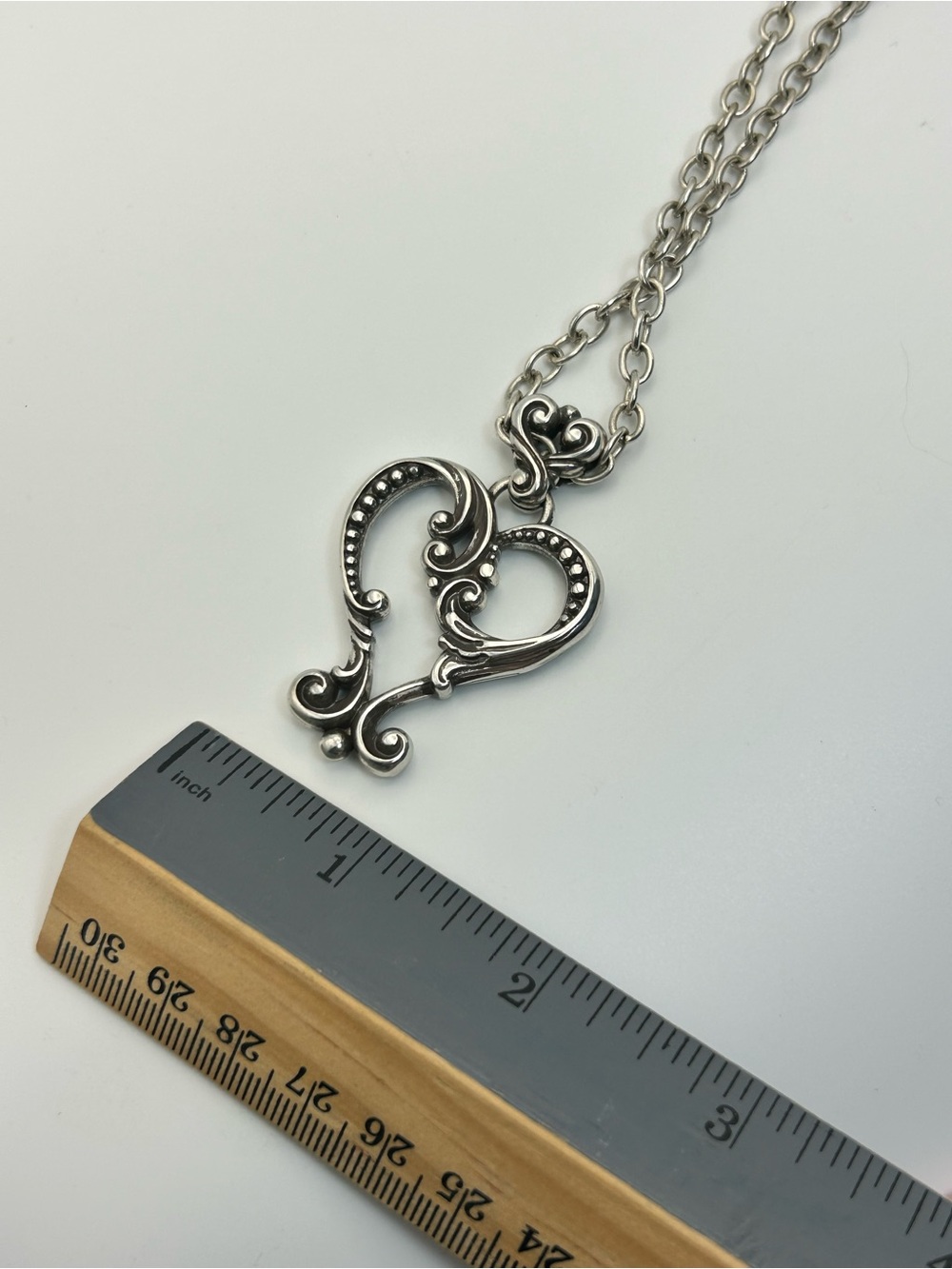 Brighton Open Heart Pendant Necklace Silver Plated Single Oval Link Chain 20" - Picture 9 of 10